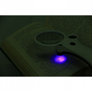 Лупа ручная увеличительная с подсветкой, с УФ светодиодом Орбита OT-INL31